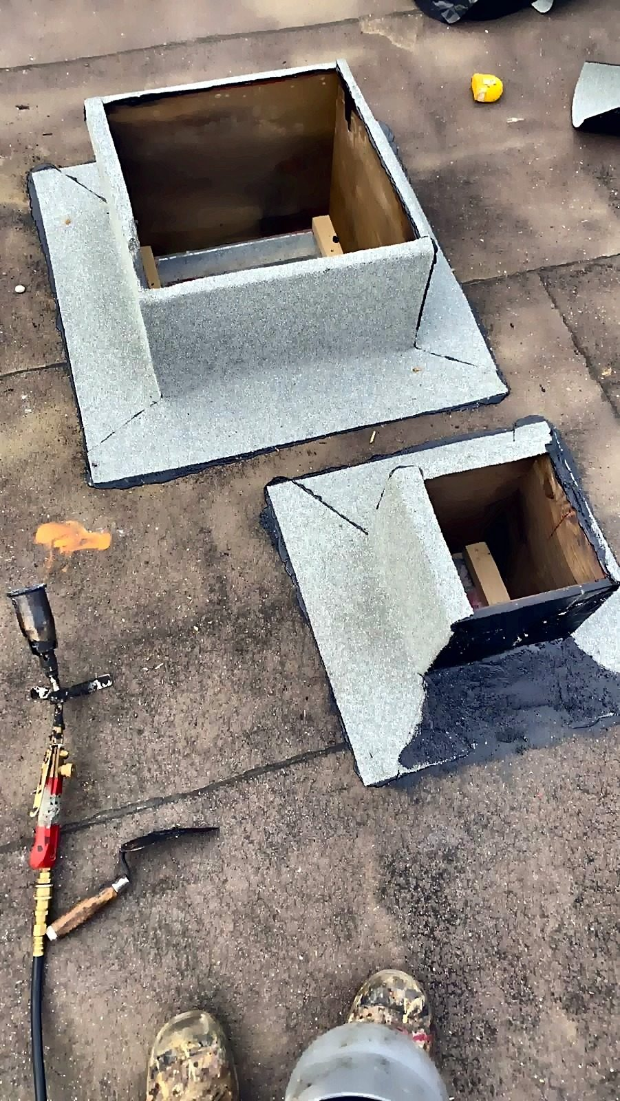 New roof curbs framed for mechanical units